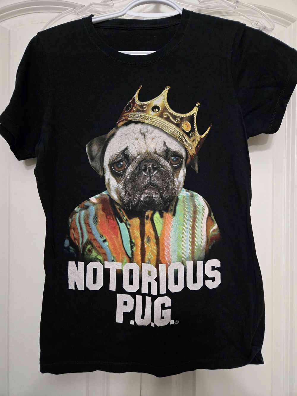 Black Graphic Dog T-Shirt with Colorful Print